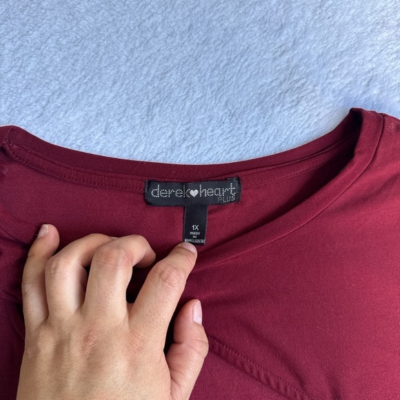 Derek Heart women’s Deep Red Long Sleeve Top 1XL - Picture 2 of 9